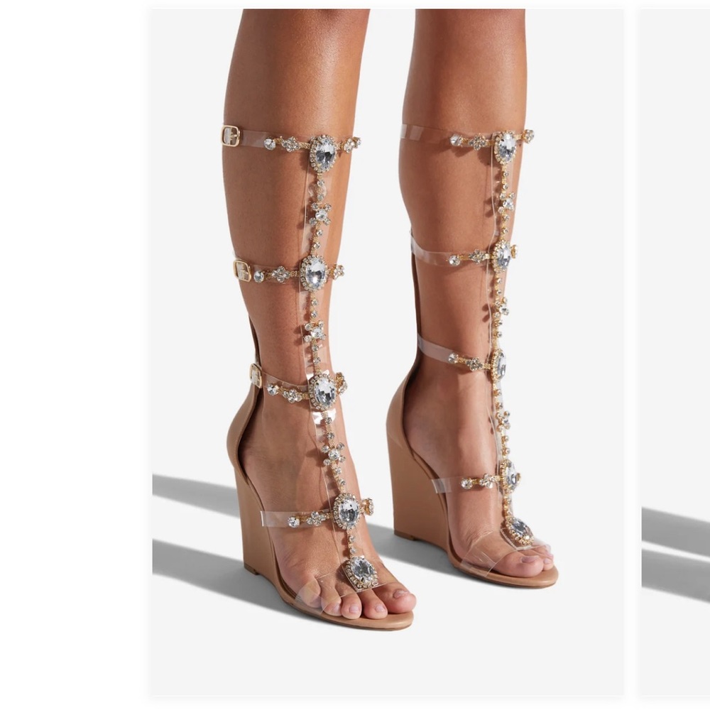 Yulanda Jeweled Gladiator Wedge